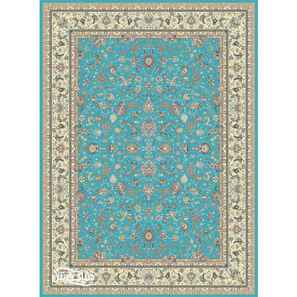 فرش پاتریس طرح افشان اصفهان زمینه آبی