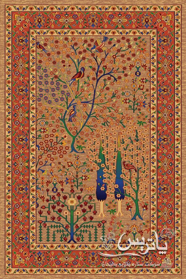 درخت زندگی شکلاتی 1/دنیای فرش/فرش ایرانی/فرش ماشینی/donyayfarsh