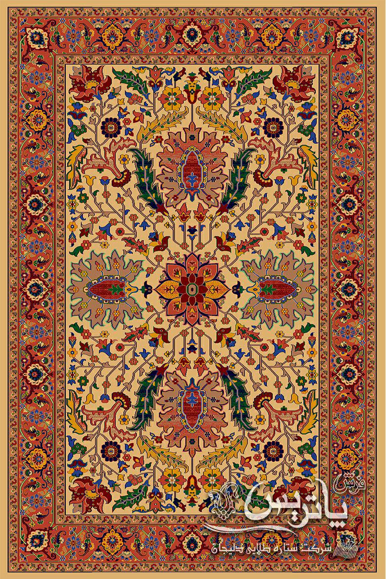 لوتوس-کرم/دنیای فرش/فرش ایرانی/فرش ماشینی/donyayfarsh