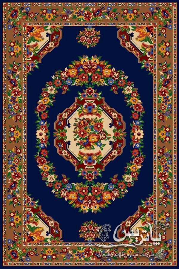 گلاب-سرمه ای/دنیای فرش/فرش ایرانی/فرش ماشینی/donyayfarsh