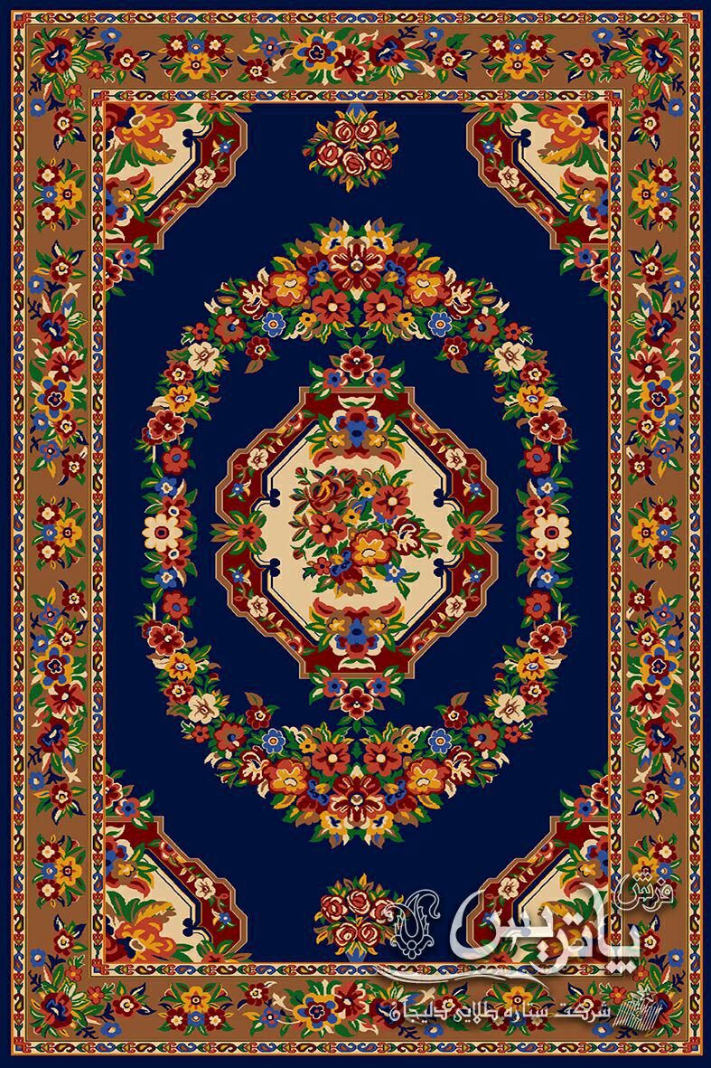 گلاب-سرمه ای/دنیای فرش/فرش ایرانی/فرش ماشینی/donyayfarsh