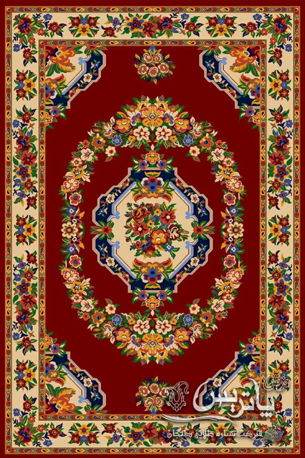 گلاب-عنابی/دنیای فرش/فرش ایرانی/فرش ماشینی/donyayfarsh
