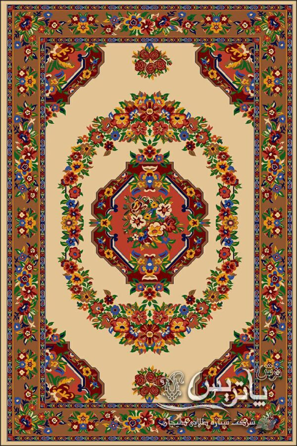 گلاب-کرم/دنیای فرش/فرش ایرانی/فرش ماشینی/donyayfarsh