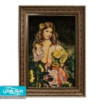 تابلو فرش دستبافت طرح دختر گل به دست کد 920